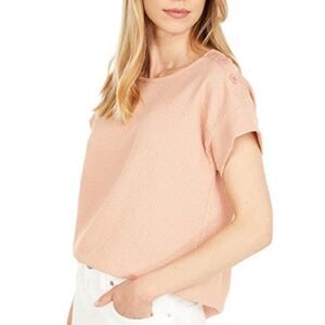 Madewell Seersucker Button Shoulder Antique Coral Top